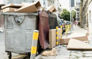 פסולת דירה בתוך פחים ברחוב